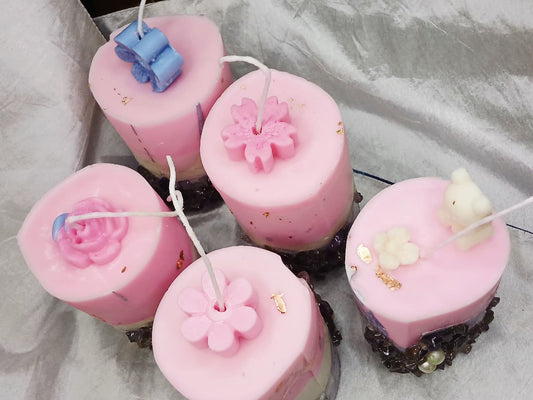 Pink Crystal Amethyst Concrete Candle